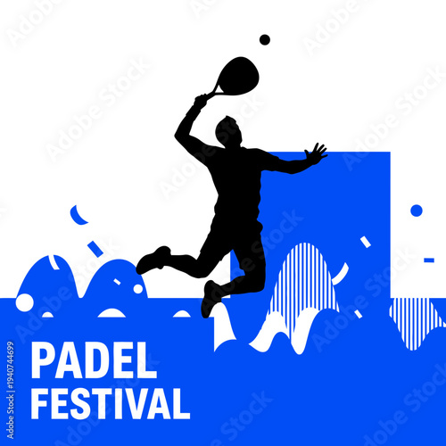 Dynamic Padel Player Silhouette During Tournament Action Displaying Athleticism and Sporting Spirit