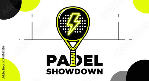 Dynamic Padel Showdown: A Modern Neon Illustration of Lightning-Fast Action