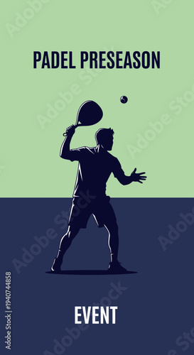 Dynamic Padel Silhouette Depicting Intense Sport Activity in a Professional Event Setting