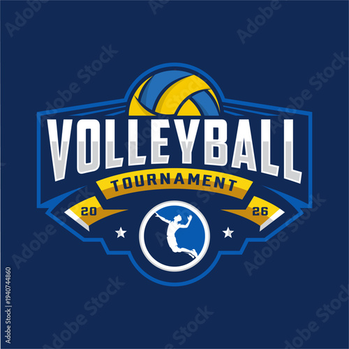 Volleyball logo icon design, sports badge template. Vector illustration