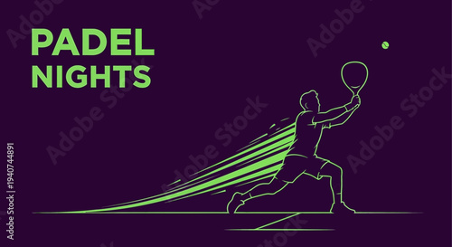 Dynamic Padel Silhouette Design Capturing Energy and Movement during Nighttime Play