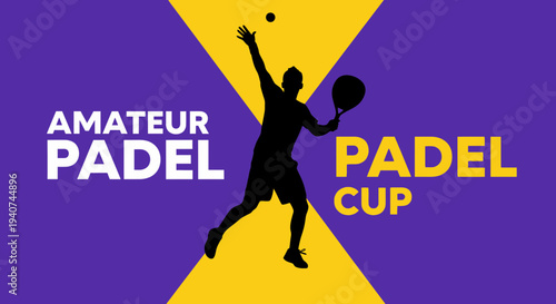 Dynamic Padel Silhouette Design Showcasing Amateur Cup Competition in Vibrant Colors