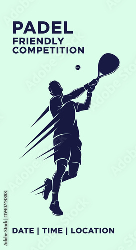 Dynamic Padel Silhouette: Friendly Competition Event Poster Design, Minimalist Style