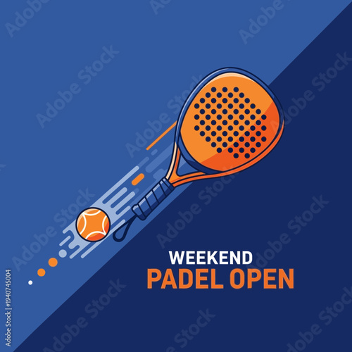 Dynamic Padel Tennis Illustration Showcasing Vibrant Action and Weekend Tournament Spirit