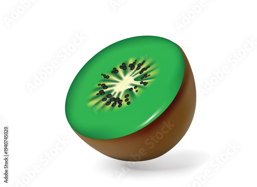 Ripe Kiwi Fruit isolated 3D vector icon render illustration