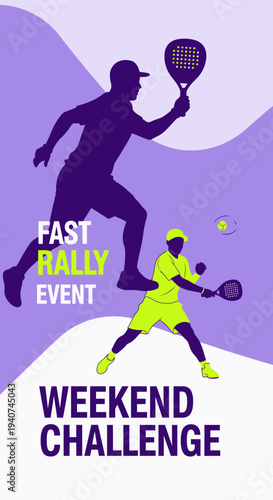 Dynamic Padel Tennis Players in Action: Fast Rallying for Weekend Challenge Event