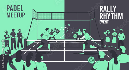 Dynamic Padel Tournament: Rally Rhythm Event Depicting People Enjoying Sport Activities