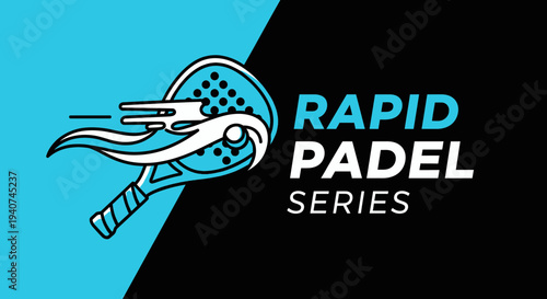 Dynamic Padel Tournament Illustration With Fast Racquet And Bold Text Design