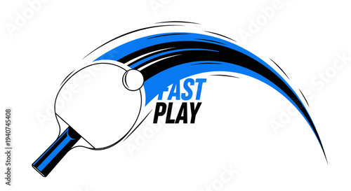 Dynamic Ping Pong Illustration With Speed Lines Depicting Fast Play Activity