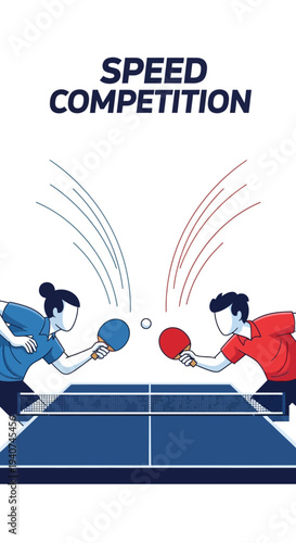 Dynamic Ping Pong Match Depicting Competitive Speed And Intense Action In Sports