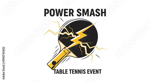Dynamic Power Smash Illustration: Table Tennis Event Graphics Design, Sports Concept