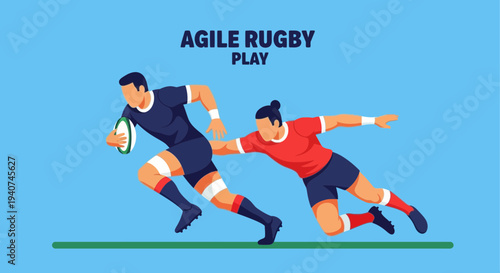 Dynamic Rugby Action Depicted, Showcasing Athleticism, Competition, And Teamwork in Progress