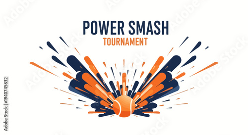Dynamic Power Smash Tournament Announcement Design With Abstract Tennis Ball Display