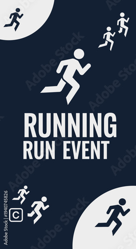 Dynamic Runners Depicted in a Stylish Event Design, Conveying Motion and Celebration