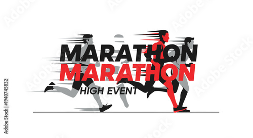 Dynamic Runners Competing in A Marathon Event With Bold Typography Design Concept