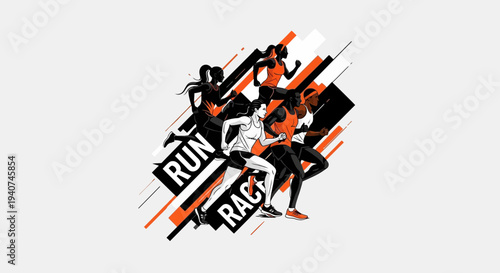 Dynamic Runners in Motion: A Vibrant Depiction of Speed and Athleticism in Sport