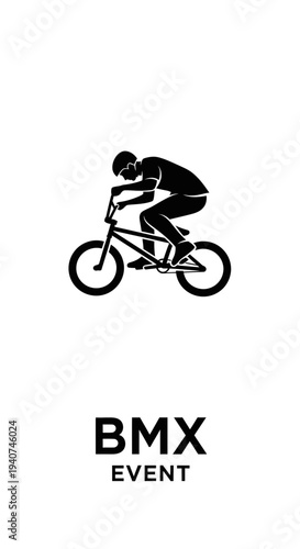 Dynamic Silhouette of a BMX Rider Performing Tricks, Event Logo in Bold Typography