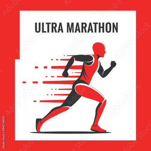 Dynamic Silhouette of a Marathon Runner Demonstrating Endurance and Speed in Ultra Event