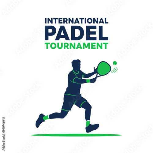 Dynamic Silhouette of a Padel Player in Action During International Tournament Competition