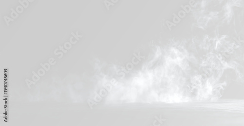 Foto Abstract thick grey smoke cloud on white background