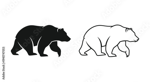 Two bear depictions a dark form and a white outline showcasing a strong silhouette