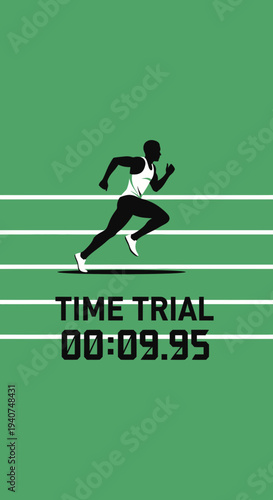 Dynamic Silhouette of a Sprinter in a Time Trial, Focused on Athletic Performance