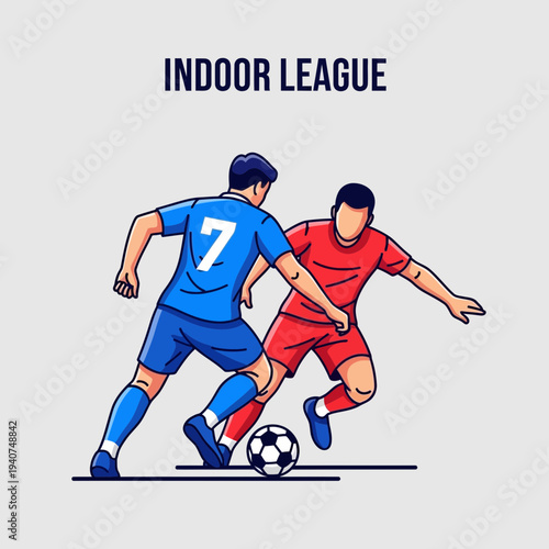 Dynamic Soccer Showdown: Illustrative Depiction of Intense Indoor League Competition