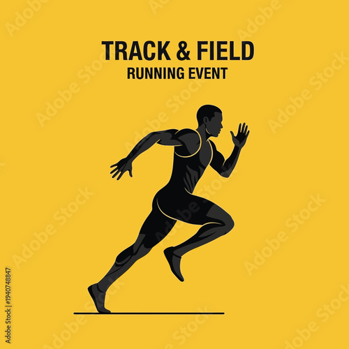 Dynamic Sprinter Racing Towards Victory on Vibrant Yellow Background Captivating View