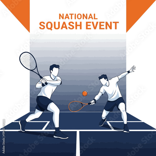 Dynamic Squash Match Illustration Capturing Competitive Energy and Athletic Movement