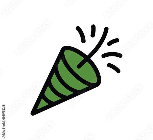 Green party popper explodes with festive.