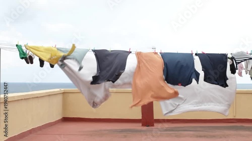 Clothes drying in the wind