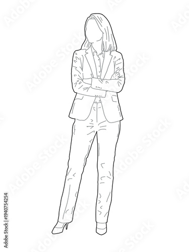 Business Woman Standing Arms Crossed PNG Transparent Background Architecture Facade Exterior Design Scale Figure