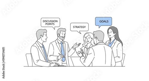 Diverse group of professionals engaged in a lively discussion during a meeting.