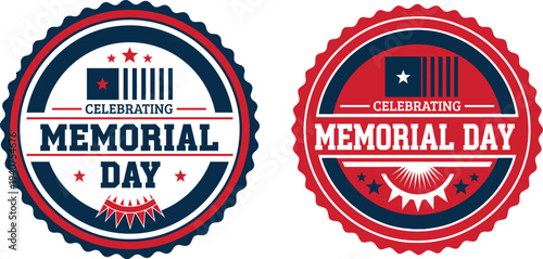 Memorial day patriotic badges honoring fallen heroes