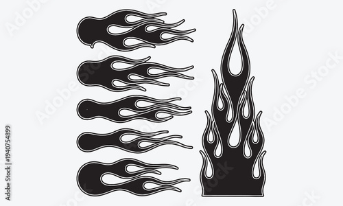 Fire borders. Cartoon flame frame. Hot flaming circle, blazing ignite edges square, fire trail, heat burning rectangle