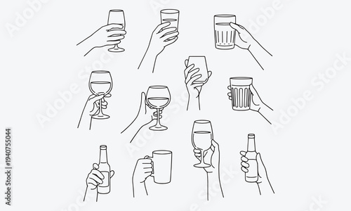 Hand drawn breakfast. Morning food meal. Sketch chalk brunch elements, doodle fresh food and drinks, coffee, tea, croissants, pancakes, eggs, toast