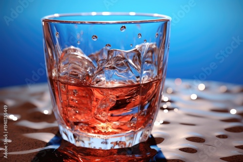 A glass filled with liquid sitting on top of a table. This versatile image can be used for various purposes.