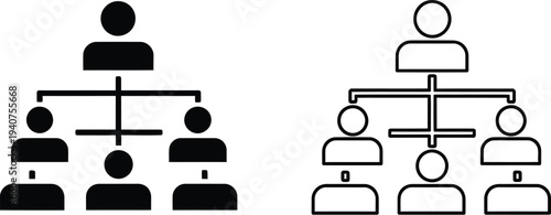 Organizational chart hierarchy structure isolated on transparent background, Vector