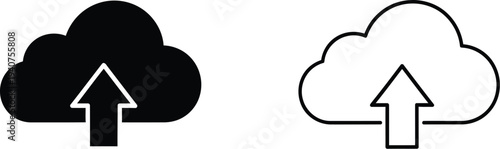 Cloud upload icons isolated on transparent background, Vector
