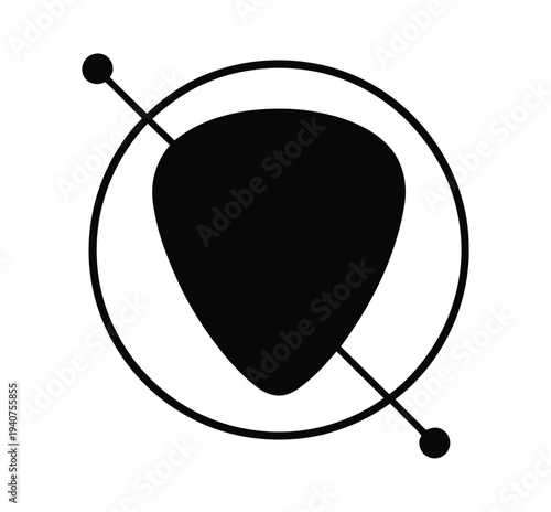 Guitar pick inside a simple circle graphic.