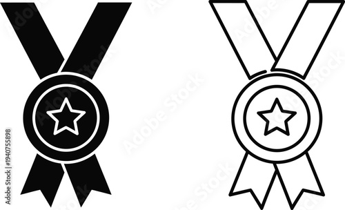 Award winning star ribbons isolated on transparent background, Vector