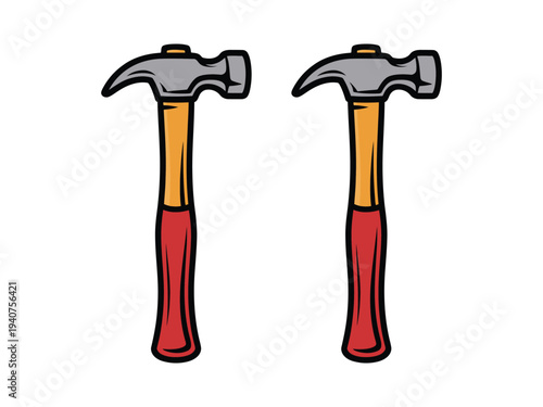 Two claw hammers stand ready for construction.