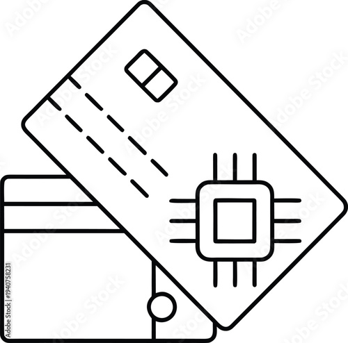 smart card line art vector illustration on transparent background
