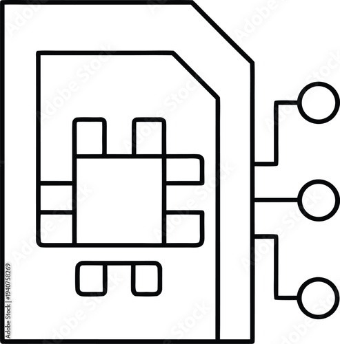 sim card line art vector illustration on transparent background