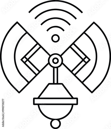 signal booster line art vector illustration on transparent background