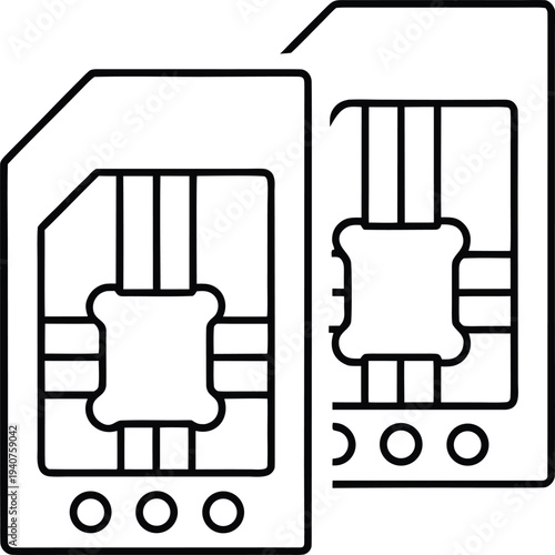 dual sim line art vector illustration on transparent background