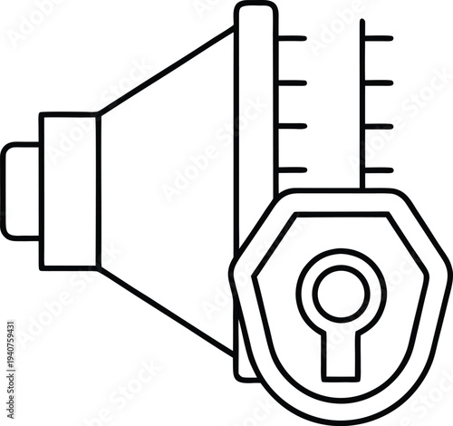 ad blocker line art vector illustration on transparent background