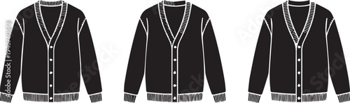 V Neck Button Down Cardigan Sweater Silhouettes