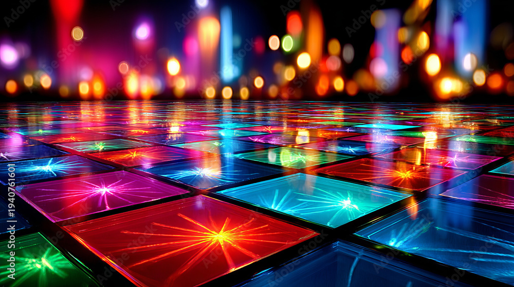 custom made wallpaper toronto digitalVibrant Illuminated Square Dance Floor with Bright Bokeh Lights