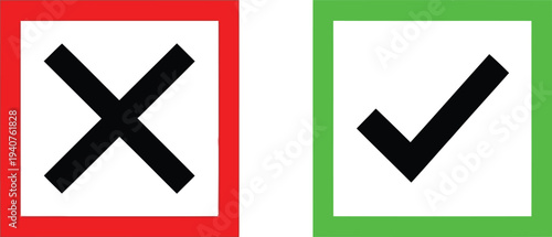 Visual representation of correct and incorrect indicators with checkmark and cross symbols. Vector